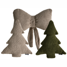 Set of 3 Decorative Cushions WINTERLAND Boucle 30 x 35 cm 45 x 25 cm Taupe Christmas Motif