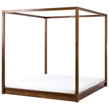 Four Poster Bed Wood HERLIERE 180 x 200 cm (EU Super King) Dark Brown