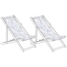 Set of 2 Sun Lounger Replacement Fabrics ANZIO/AVELLINO 113 x 44 cm Grey