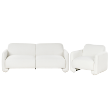 Living Room Set 4 Seater SALAND Fabric White