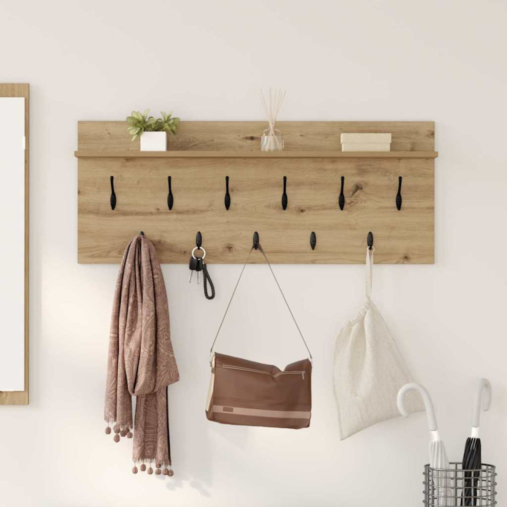 Vidaxl Wall-Mounted Coat Rack With Shelf Artisan Oak 100 X 40 X 12 Cm