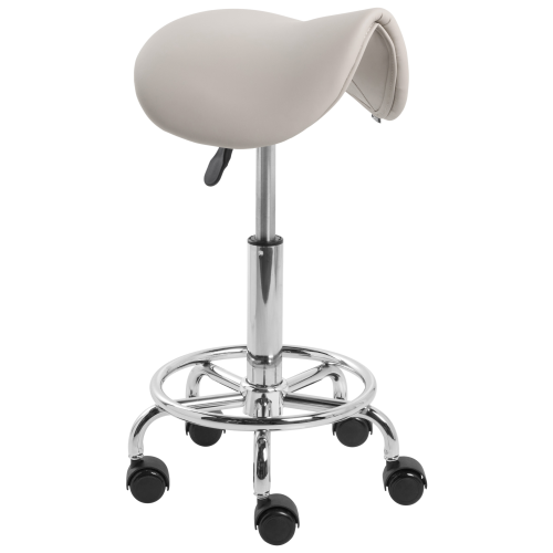 Beliani Saddle Stool DUMONT Faux Leather Taupe