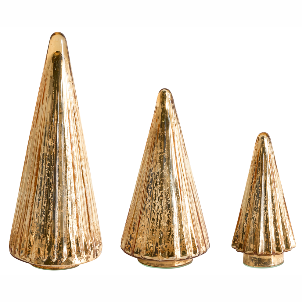 Beliani Set Of 3 Figurines Oyeren Christmas Tree 21/29/37 Cm Gold