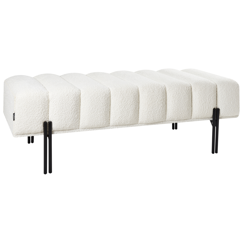 Beliani Upholstered Bench Carey Chenille Off-White