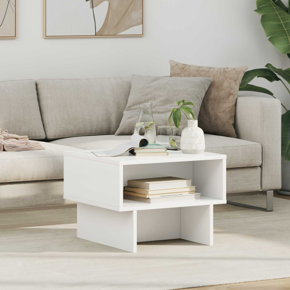 Vidaxl Coffee Table White 48 X 46 X 35 Cm Engineered Wood White,Brown