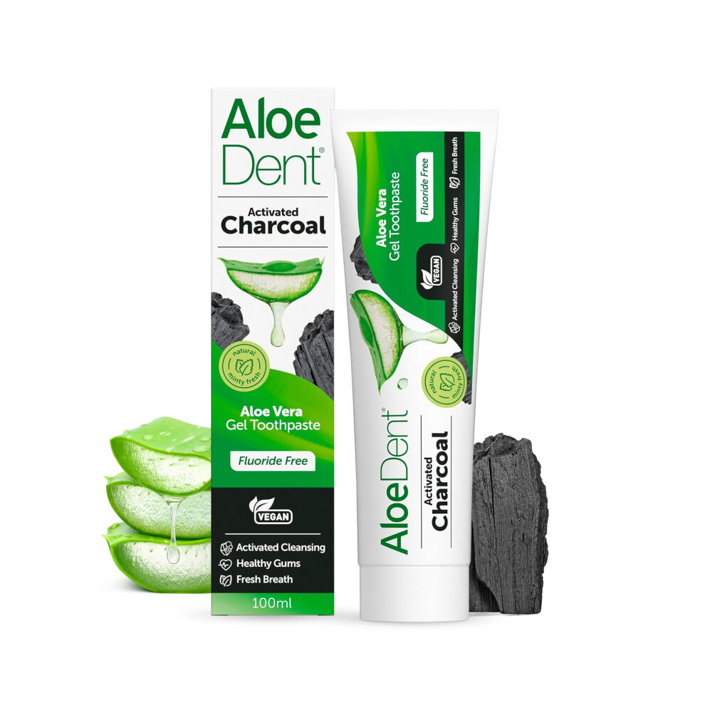 Aloe Dent Charcoal Toothpaste Fluoride Free, Natural Action, Vegan, Cruelty Free