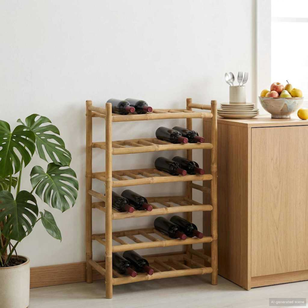 Vidaxl Wine Rack Natural 57 X 29.5 X 72 Cm Bamboo