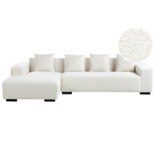 Corner Sofa 4 Seater LUNGO Boucle White Right Hand