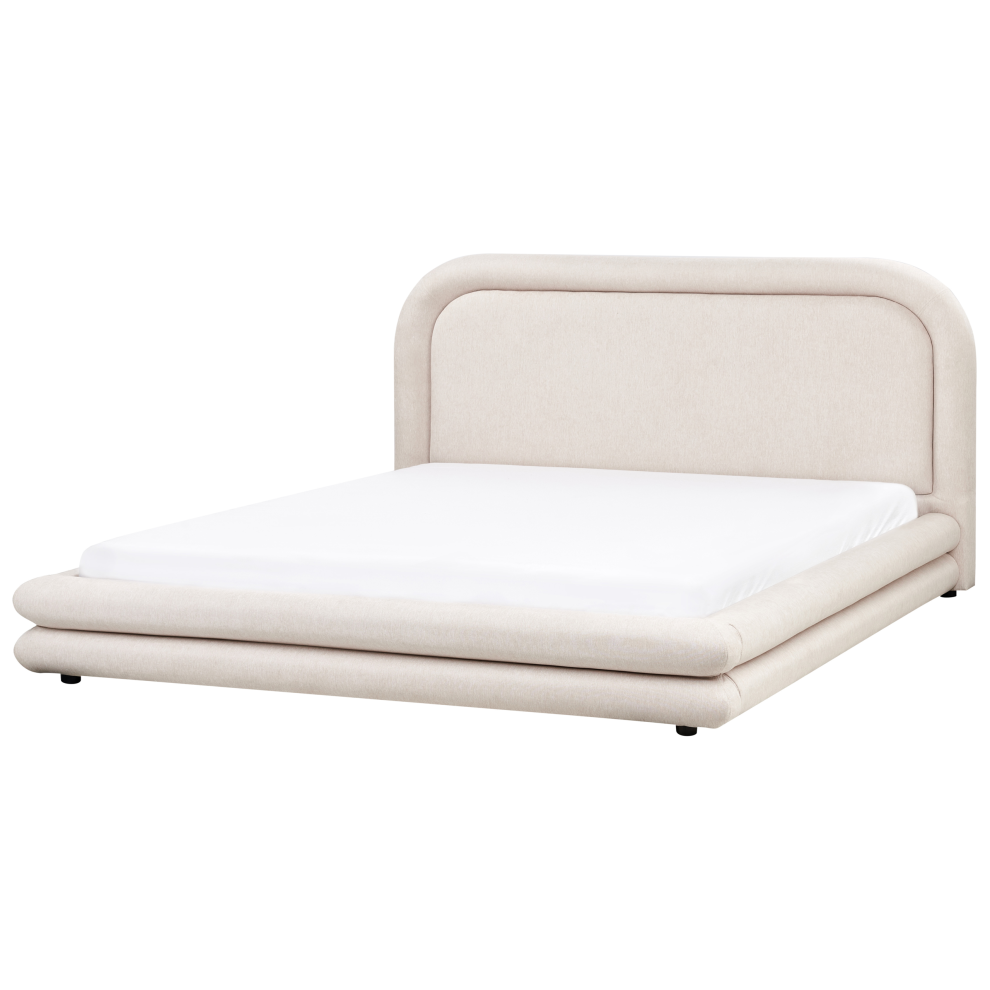 Beliani Waterbed Faux Linen Lavardens 180 X 200 Cm (Eu Super King) Light Beige Cream