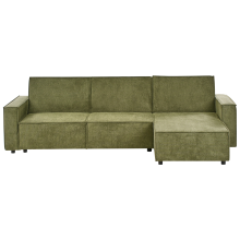 Corner Sofa Bed 3 Seater ROMEDAL II Fabric Dark Green Left Hand