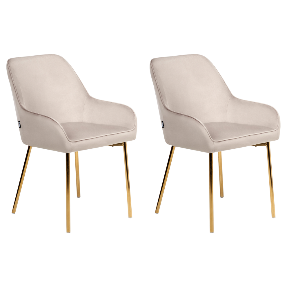 Beliani Set Of 2 Dining Chairs Loverna Velvet Beige