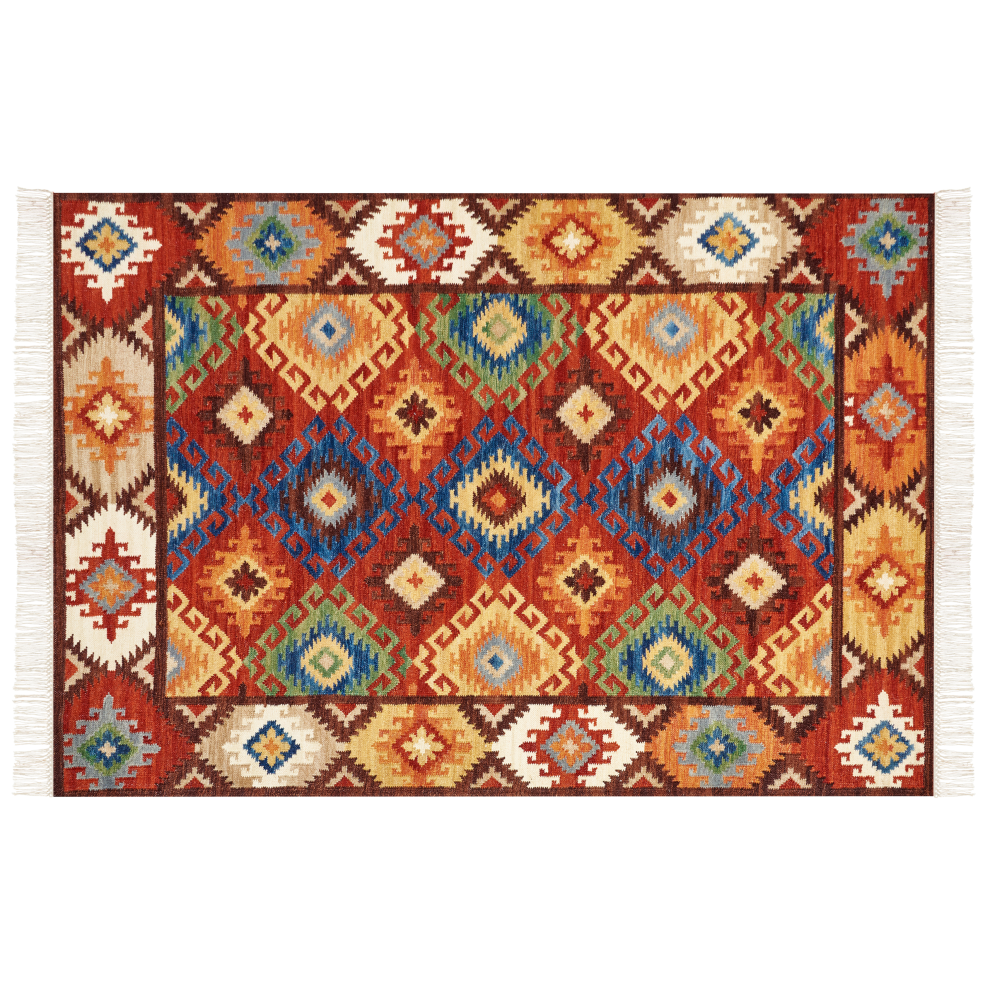 Beliani Rug Zovuni Multicolour 160 X 230 Cm Wool Kilim