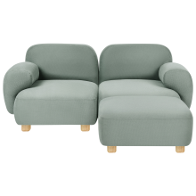 Modular Sofa 2 Seater AMLI Fabric Light Green with Ottoman
