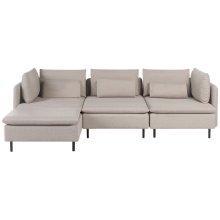 Modular Corner Sofa 3 Seater EGERIS Fabric Beige Right Hand
