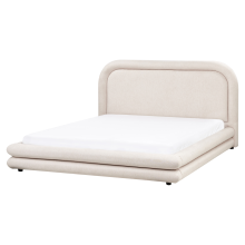 Bed Faux Linen LAVARDENS 160 x 200 cm (EU King Size) Light Beige