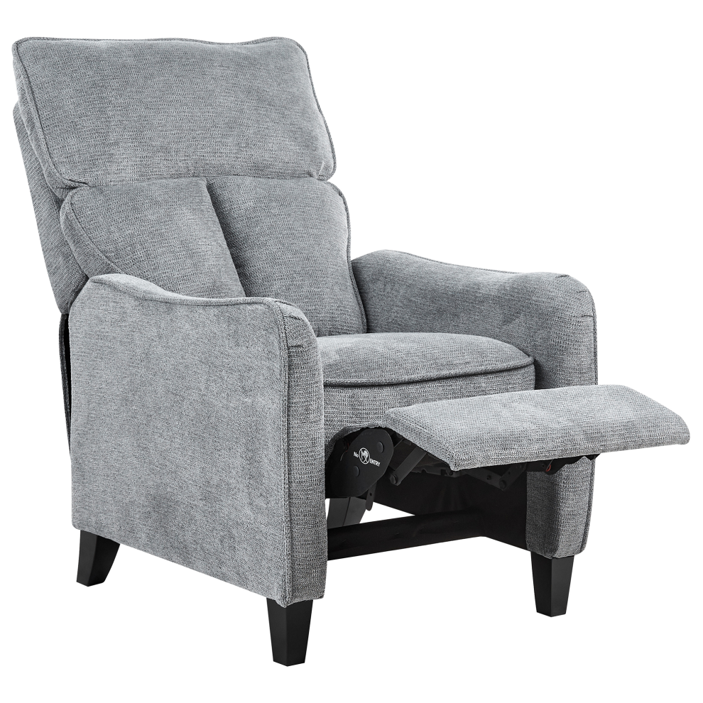 Beliani Recliner Chair Royston With Footrest Fabric Grey