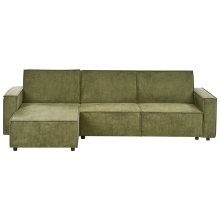 Corner Sofa Bed 3 Seater ROMEDAL II Fabric Dark Green Right Hand