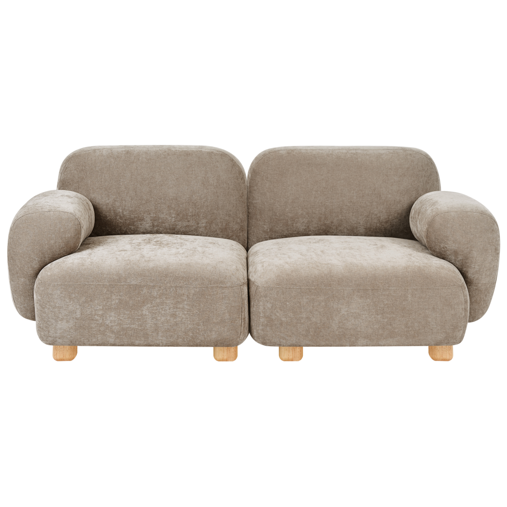 Beliani Modular Sofa 2 Seater Amli Fabric Beige Cream