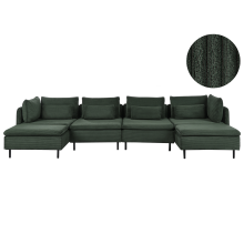Modular U-Shape Sofa 4 Seater EGERIS Corduroy Dark Green