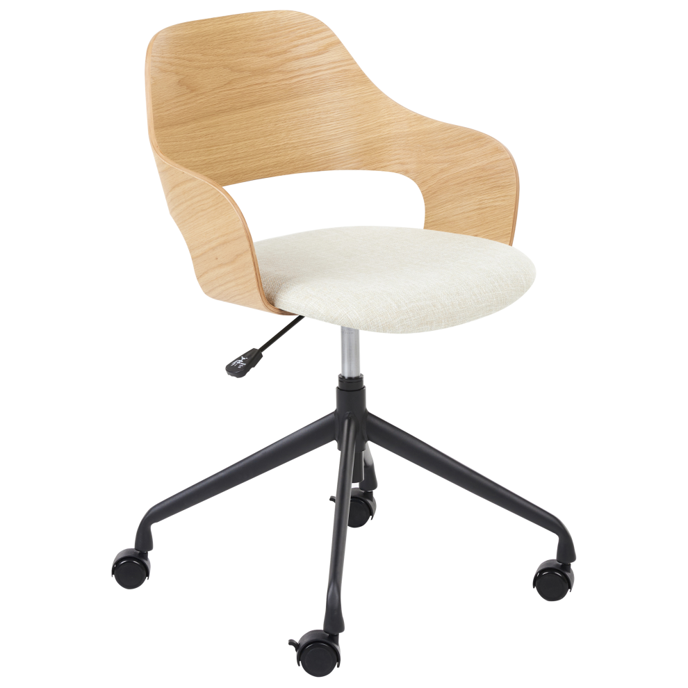 Beliani Desk Chair Novato Faux Linen Light Beige