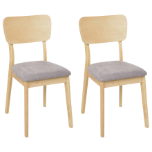 Set of 2 Dining Chairs MINIER Wood Light Brown/ Grey
