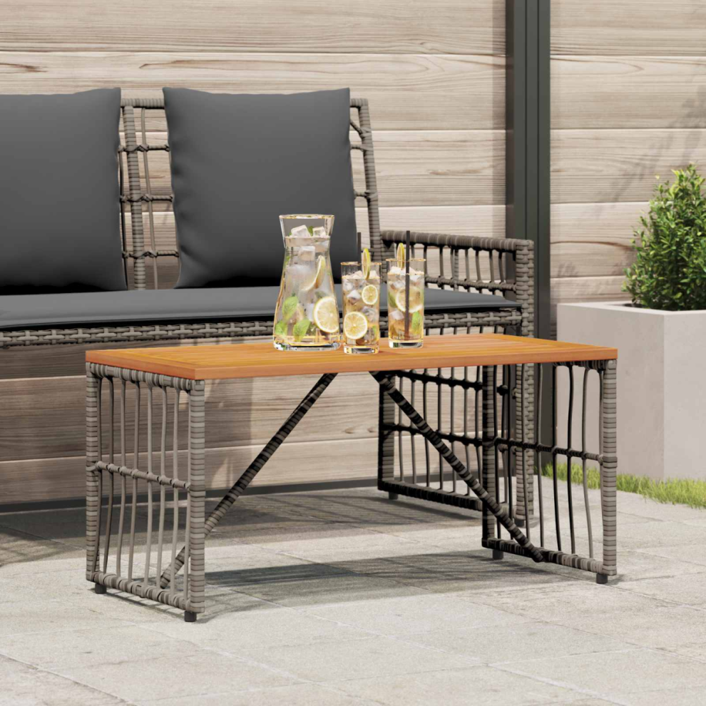 Vidaxl Outdoor Table 80 X 40 X 40 Cm Steel And Poly Rattan Grey