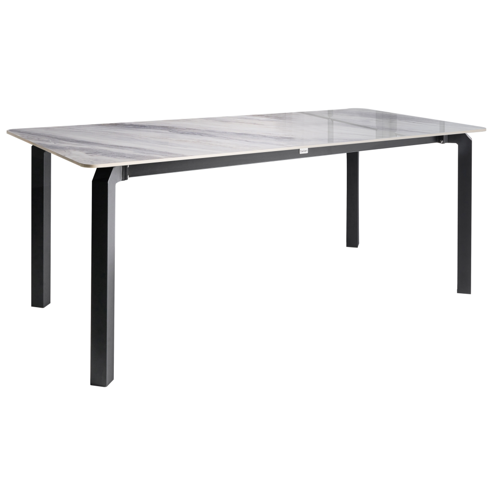 Beliani Garden Dining Table Feletto 180 Cm 90 Cm Stone Grey Marble