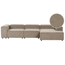 Modular Corner Sofa 4 Seater ARDAL Corduroy Light Brown Left Hand