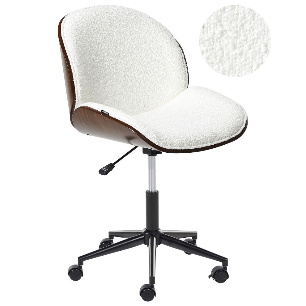 Beliani Desk Chair Menesha Boucle White