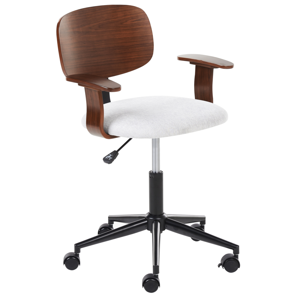 Beliani Desk Chair Gunnison Faux Linen Light Grey