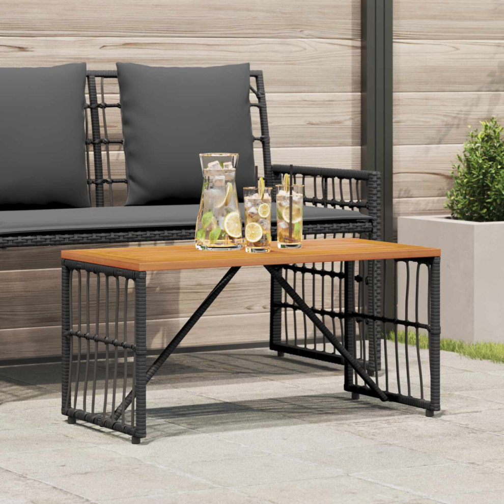 Vidaxl Outdoor Table 80 X 40 X 40 Cm Steel And Poly Rattan Black