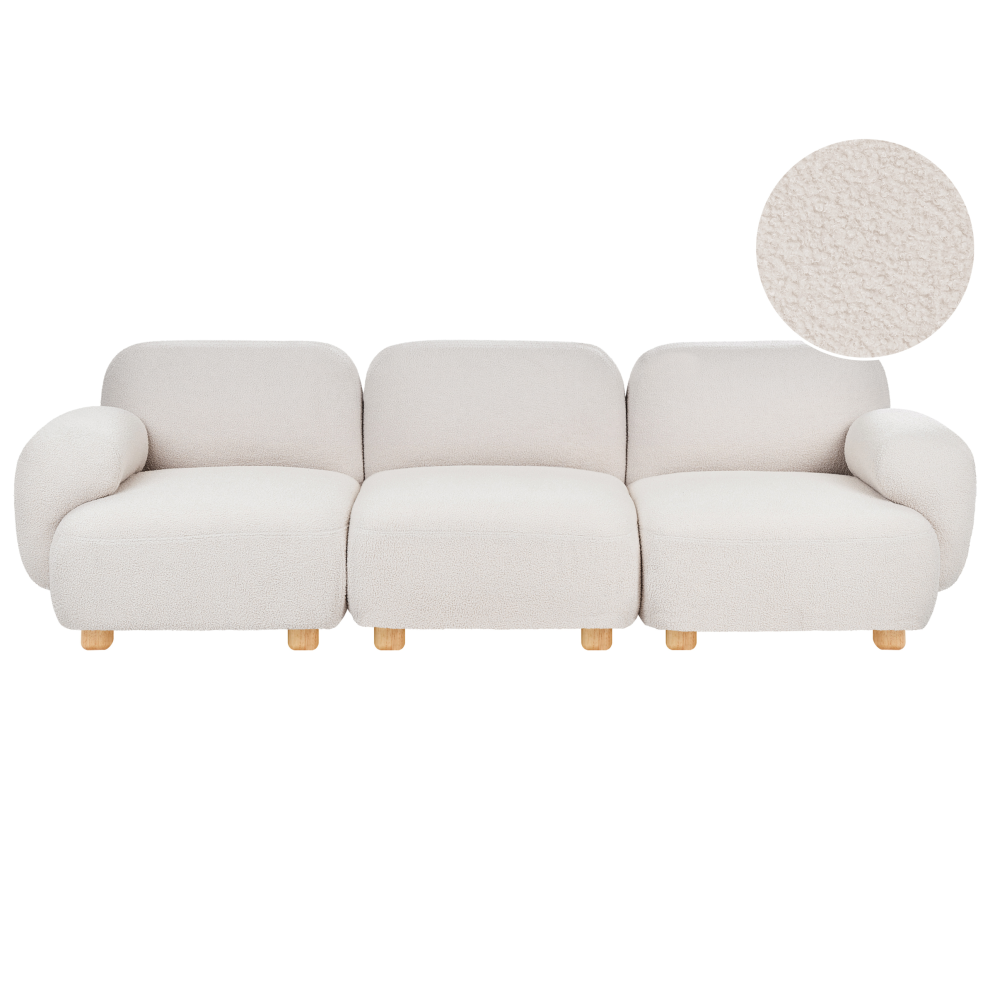 Beliani Modular Sofa 3 Seater Amli Boucle Off- White
