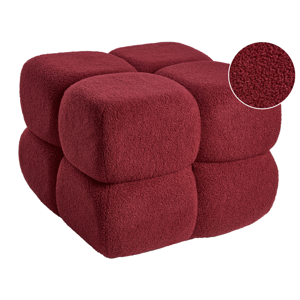 Beliani Pouffe Caliente Boucle Dark Red