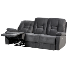 Electric Recliner Sofa 3 Seater BERGEN Velvet Dark Grey