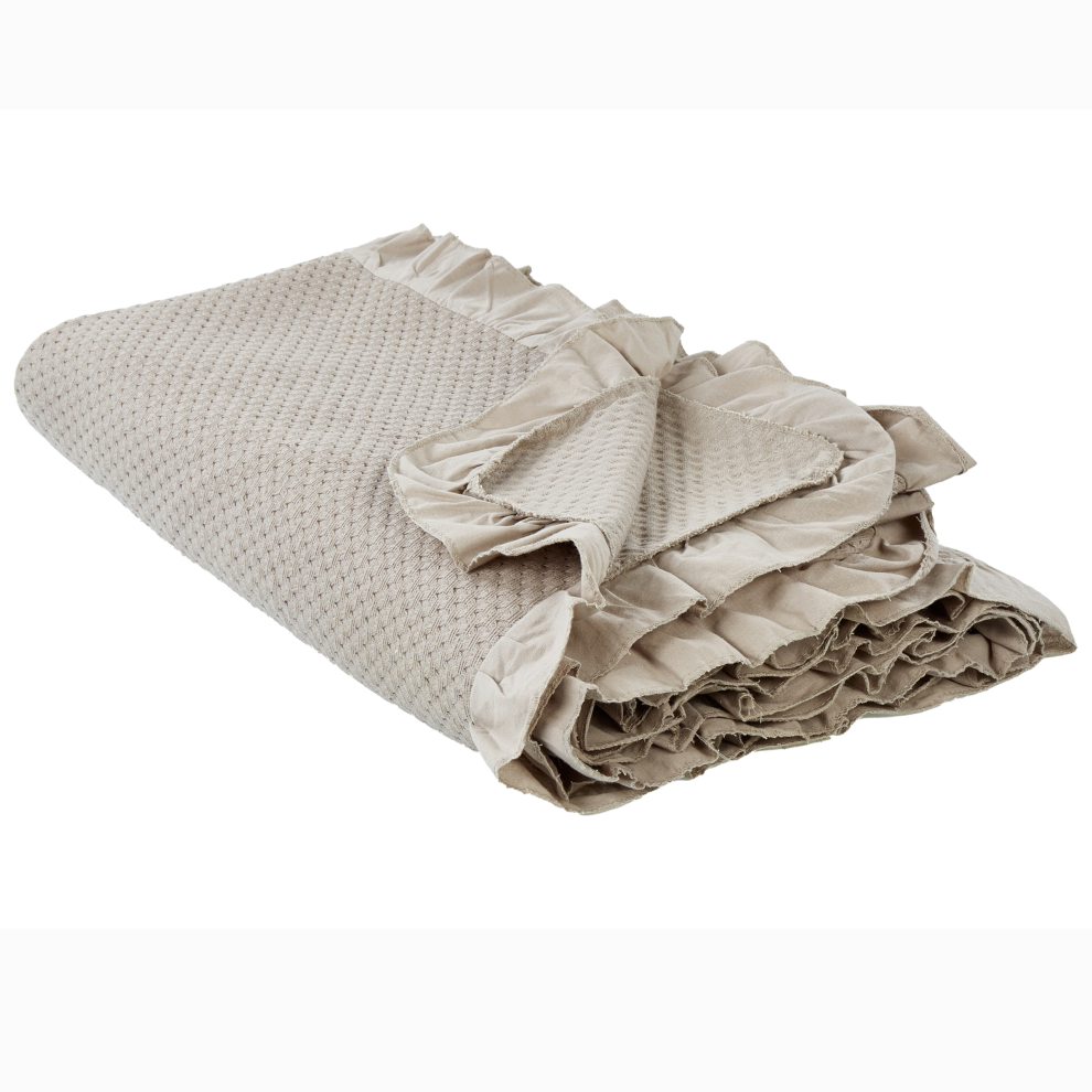 Beliani Bedspread Hatton Cotton 220 X 240 Cm Taupe