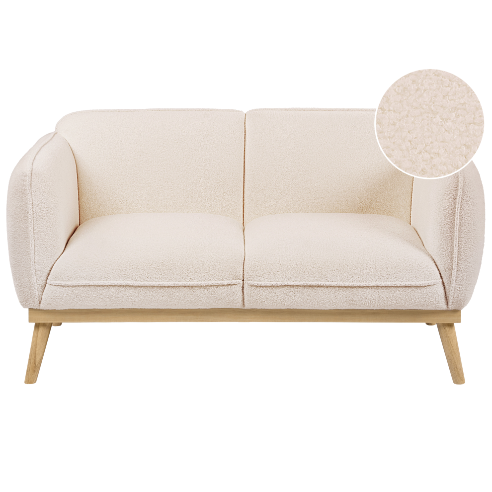 Beliani Sofa 2 Seater Ljung Boucle Light Beige Cream
