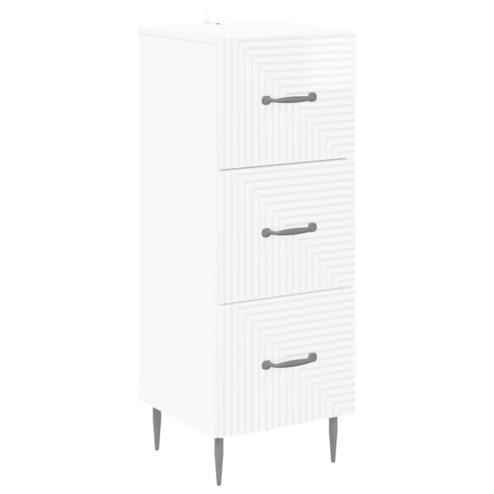 Vidaxl Drawer Cabinet High Gloss 33 X 34.5 X 89.5 Cm White