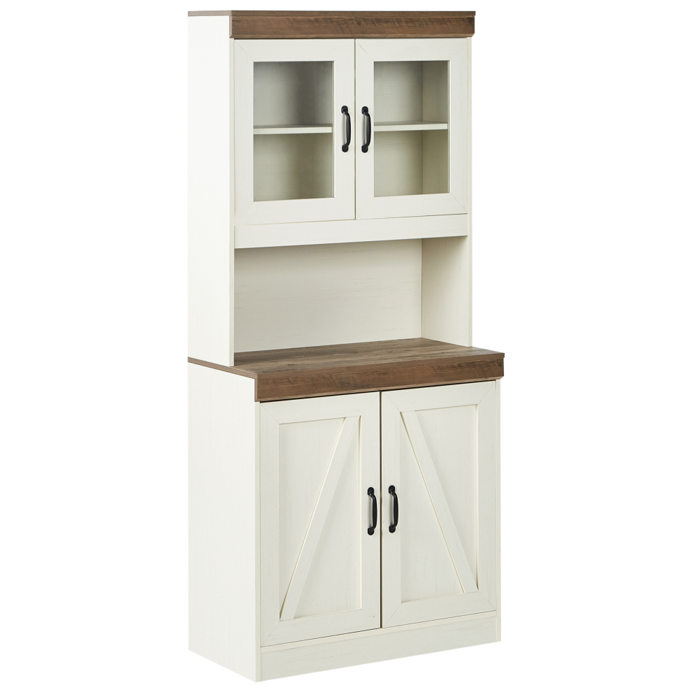 Beliani Glass Display Cabinet Kalbarri 80 Cm Brown/ White