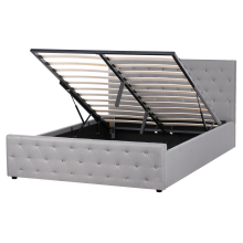 Ottoman Bed AMIENS Fabric Light Grey 160 x 200 cm (EU King Size)