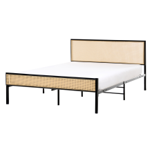 Bed PE Rattan AVANTON 140 x 200 cm (EU Double) Black
