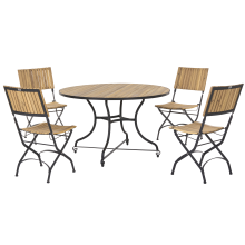 Garden Dining Set 4 Seater LASCARI Light Brown Acacia Wood Folding