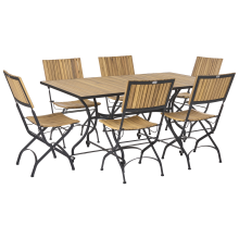 Garden Dining Set 6 Seater LASCARI Light Brown Acacia Wood Folding
