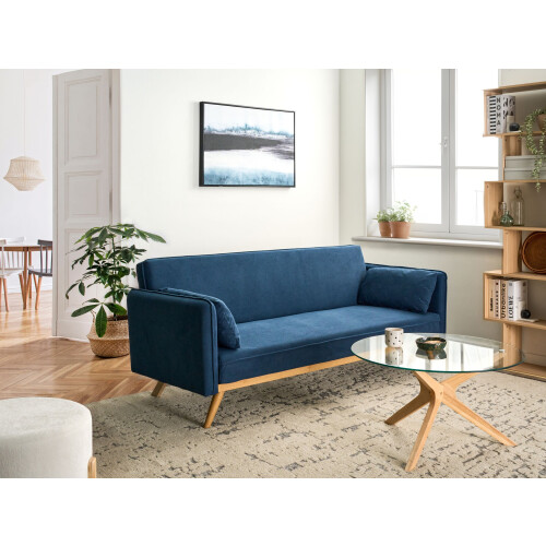 Beliani Sofa Bed ASAA Fabric Blue 1
