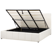 Ottoman Bed CASTELNAVET Fabric Off-White 180 x 200 cm (EU Super King)