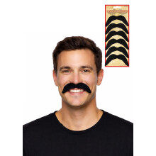 Henbrandt Pack of 6 Black Fake Moustaches Stick On False Moustaches Funny Novelty Joke Party Bag Favour Loot Bag Filler Halloween