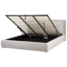 Ottoman Bed BAJONNA Fabric Light Grey 180 x 200 cm (EU Super King)