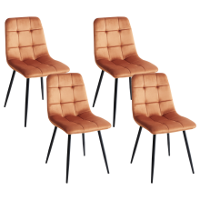 Set of 4 Dining Chairs POWELL Velvet Orange