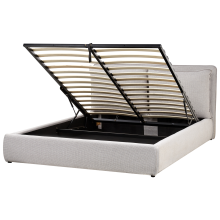 Ottoman Bed BAJONNA Fabric Light Grey 160 x 200 cm (EU King Size)