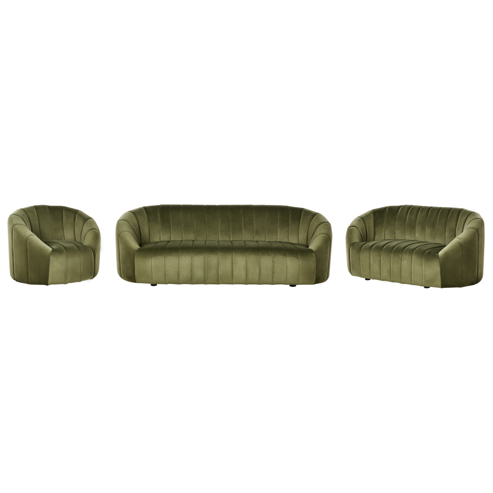 Beliani Living Room Set 6 Seater Malung Velvet Dark Green
