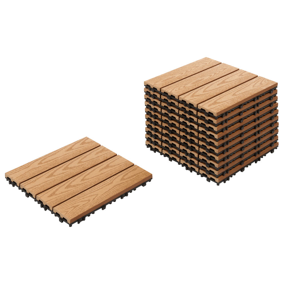 Beliani Outdoor Flooring Atessa Wood-Plastic Composite (Wpc) Light/Brown